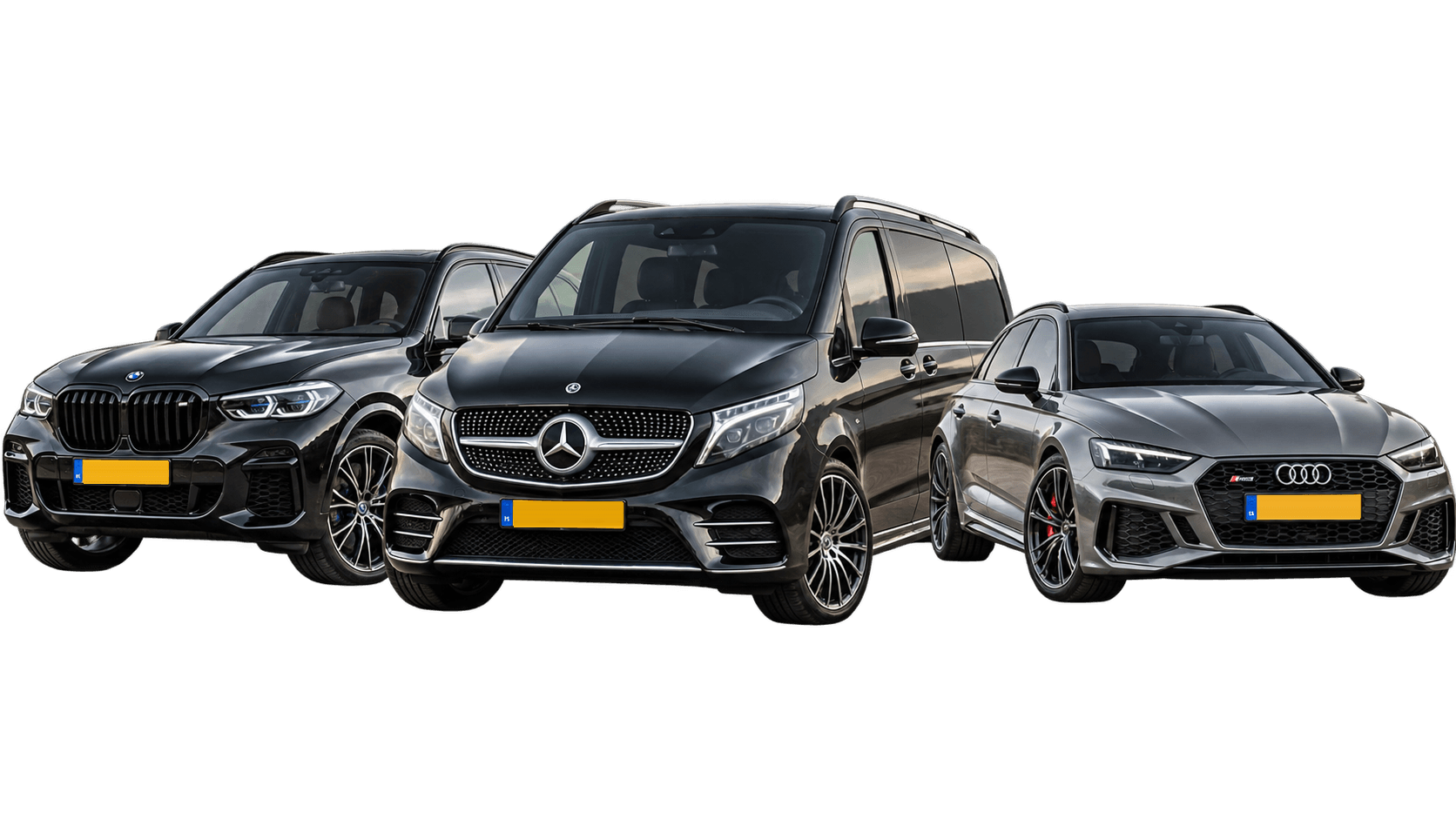 Drie geïmporteerde auto's, klaar voor levering op Nederlands kenteken